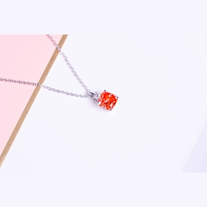 Red Cushion Diamond Necklace