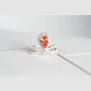 Red Pear Diamond Ring