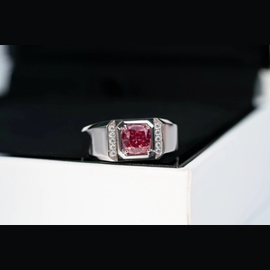 Red Cushion Diamond Ring