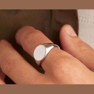 Bold Round Signet Ring Sterling Silver