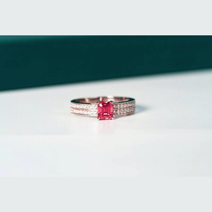 Red Emerald Diamond Ring
