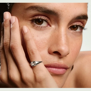 Jude Pinky Signet Ring Lab Grown White Sapphire, Sterling Silver