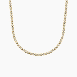 14K Yellow GoldBezel Lab Diamond Tennis Necklace