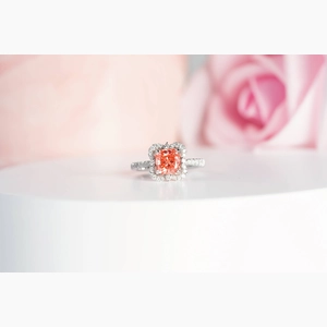 Red Cushion Diamond Ring