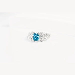 Blue Radiant Diamon Ring