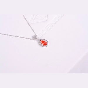 Red Pear Diamond Necklace