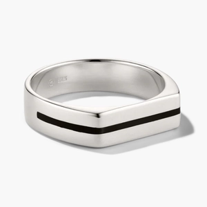Seismic Band Sterling Silver, Black Enamel