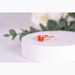 Red Cushion Diamond Ring