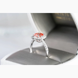 Red Cushion Diamond Ring