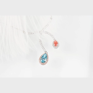 Red and Blue Pear Diamond Necklace