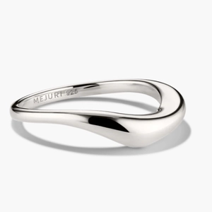 Organic Dôme Nesting Ring Set Sterling Silver, 18k Gold Vermeil, Lab Grown White Sapphi