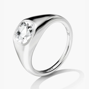Jude Pinky Signet Ring Lab Grown White Sapphire, Sterling Silver