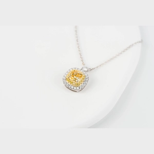 Yellow Cushion Diamond Necklace