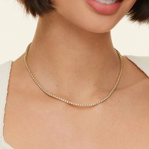 14K Yellow GoldBezel Lab Diamond Tennis Necklace