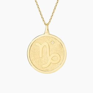 14K Yellow GoldCapricorn Zodiac Diamond Pendant
