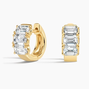 Zelda Emerald-Cut Lab Diamond Huggie Hoop Earrings (2 ct. tw.) in 14K Yellow Gold