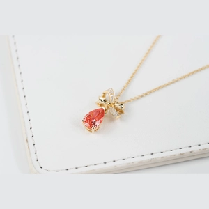 Red Pear Diamond Necklace