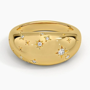 Aries Zodiac Constellation Diamond Dome Ring