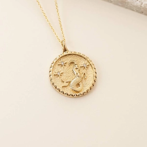14K Yellow GoldCapricorn Zodiac Diamond Pendant