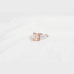 Pink Emerald Diamond Ring
