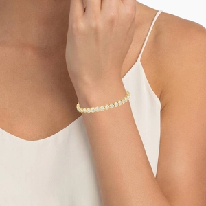14K Yellow GoldHeart Shaped Lab Diamond Bezel Tennis Bracelet