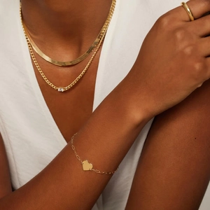 14K Yellow GoldEngravable Heart Paperclip Chain Bracelet