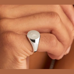 Bold Round Signet Ring Sterling Silver
