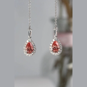 Red Pear Diamond Earings