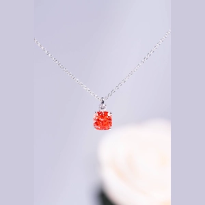Red Cushion Diamond Necklace