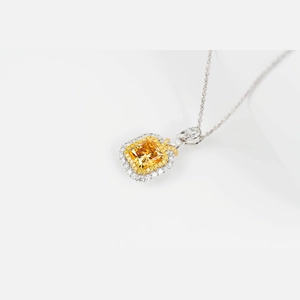Yellow Cushion Diamond Necklace