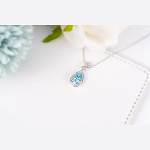 Blue Pear Diamond Necklace