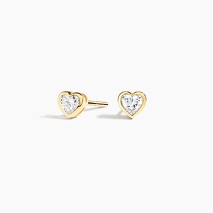 14K Yellow GoldHeart Shaped Lab Diamond Bezel Stud Earrings