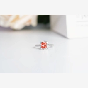 Red Radiant Diamond Ring