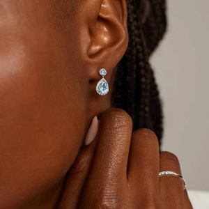 18K White GoldFlorence Aquamarine and Diamond Earrings