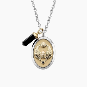14K Yellow Gold and 14K White GoldScarab Black Onyx and Diamond Pendant