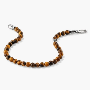 4mm Gemstone Beaded Bracelet Tiger Eye, Sterling Silve