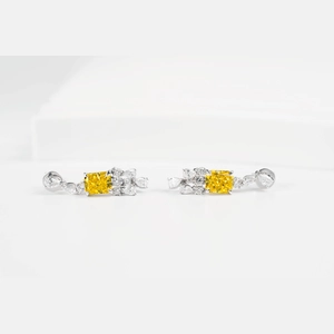 Yellow Radiant Diamond Earings