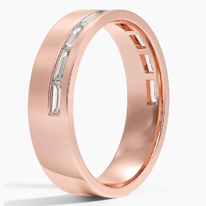 Austin Baguette Lab Diamond 5.5mm Wedding Ring in 14K Rose Gold