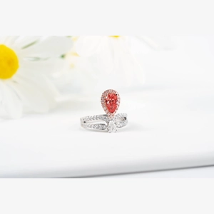Red Pear Diamond Ring