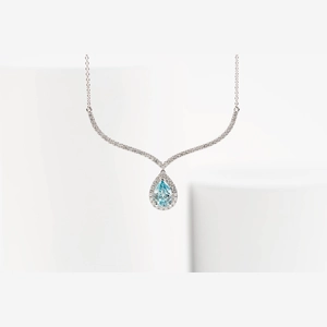 Blue Pear Diamond Necklace