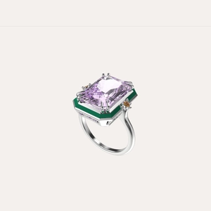 Artdeco Style Enameled Cocktail Ring