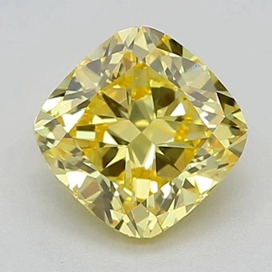 0.53 Ct. Fancy Vivid Yellow Cushion Lab Grown Diamond
