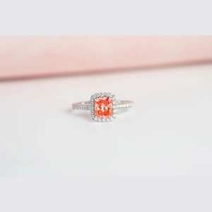 Red Radiant Diamond Ring