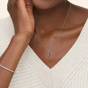 SilverTeardrop Citrine Pendant