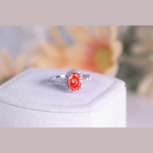 Red Oval Diamond Ring
