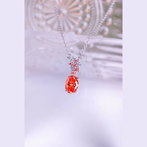 Red Oval Diamond Necklace