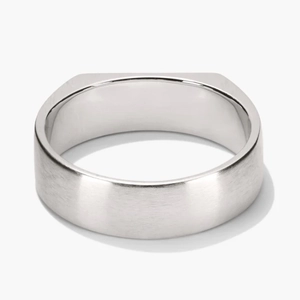 Slim Rectangular Signet Ring Brushed Sterling Silver