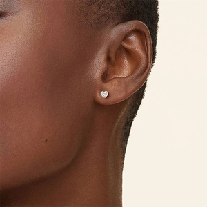 14K Yellow GoldHeart Shaped Lab Diamond Bezel Stud Earrings