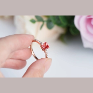Red Cushion Diamond Ring