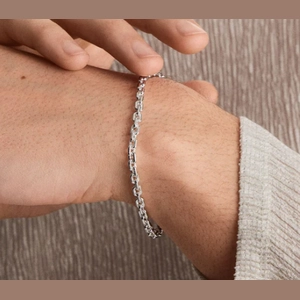 Trace Rectangle Chain Bracelet Sterling Silver